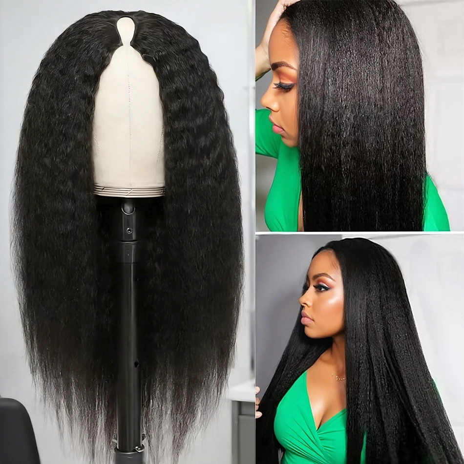 

Парик V-образной формы из натуральных волос, крепкий и гладкий, без клея, готовый к носке, для женщин, плотность 250, бразильские волосы, черный, 30 дюймов