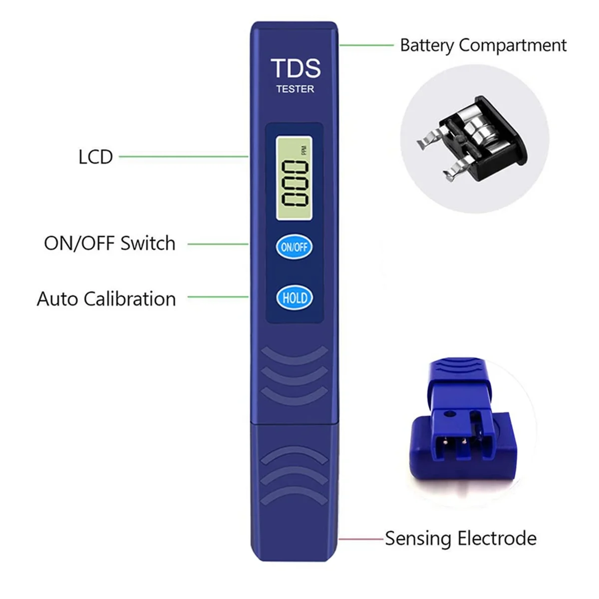 TDS Meter, Electronic Water Tester with 0-9990 PPM Measurement Range,Digital Water Test Pen for Farming,