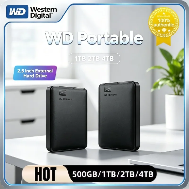Portable Western Digital Mobile Hard Disk 2.5" USB3.0 External HDD 2/4TB Large Capacity Mechanical Drive For Daily Data Storage