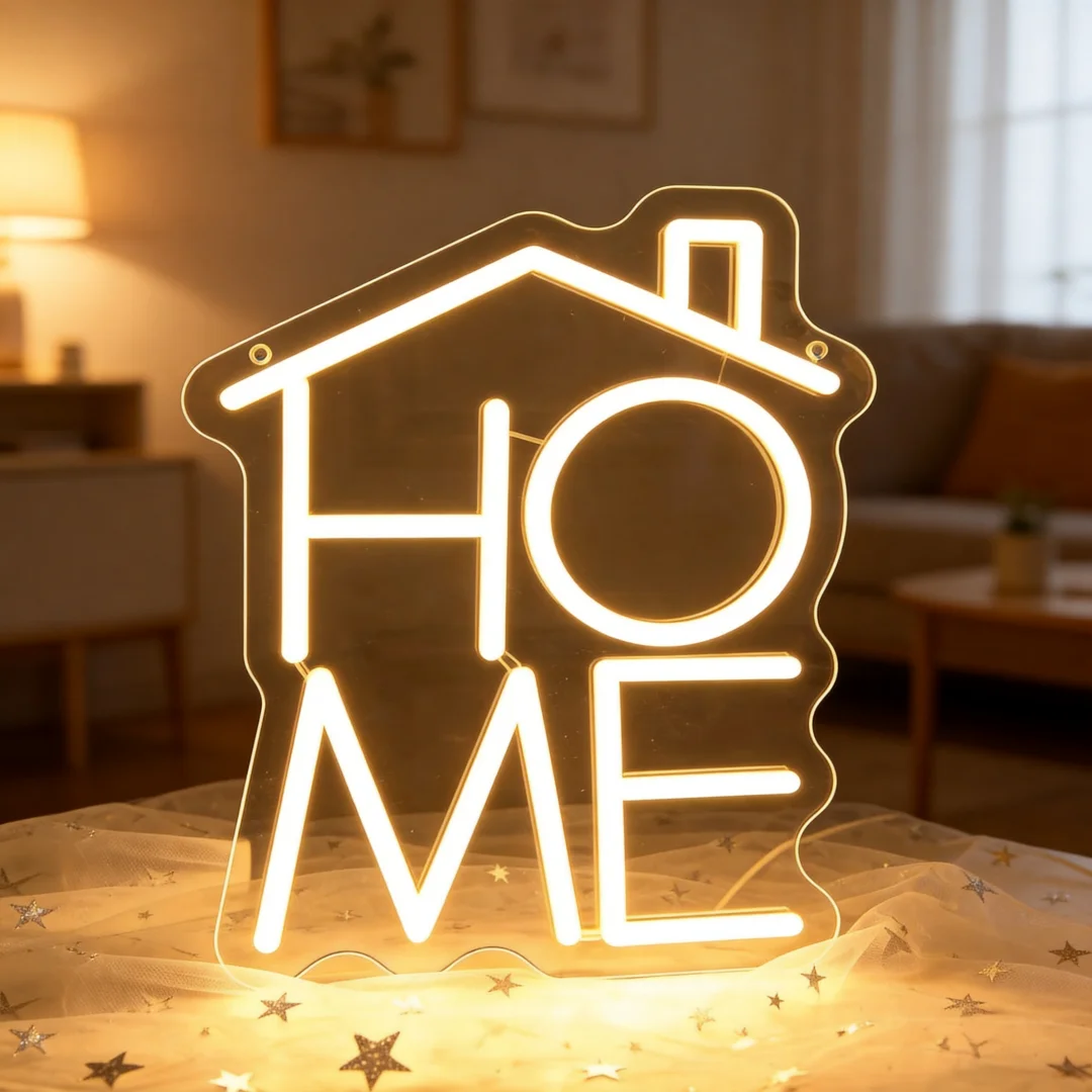 

HOME LED Neon Sign Dimmable USB Powered Warm Glow Welcome Wall Decor for Bedroom Living Room Hallway Entryway Housewarming Gift