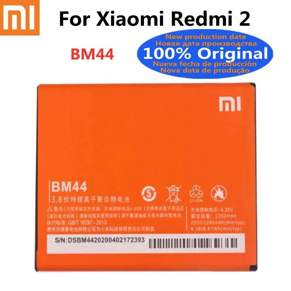 New 2650mAh Original Battery BM44 For Xiaomi Redmi 2 Hongmi 2 Phone Bateria Batteries Battery In Stock