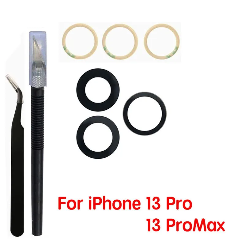 Saphir-Rückkamera-Objektivglas für iPhone 12 13 Mini 14 15 Plus 17 Pro Max – Ersatzteile für die Reparatur der Rückkamera mit 3M-Klebstoff & Werkzeugen