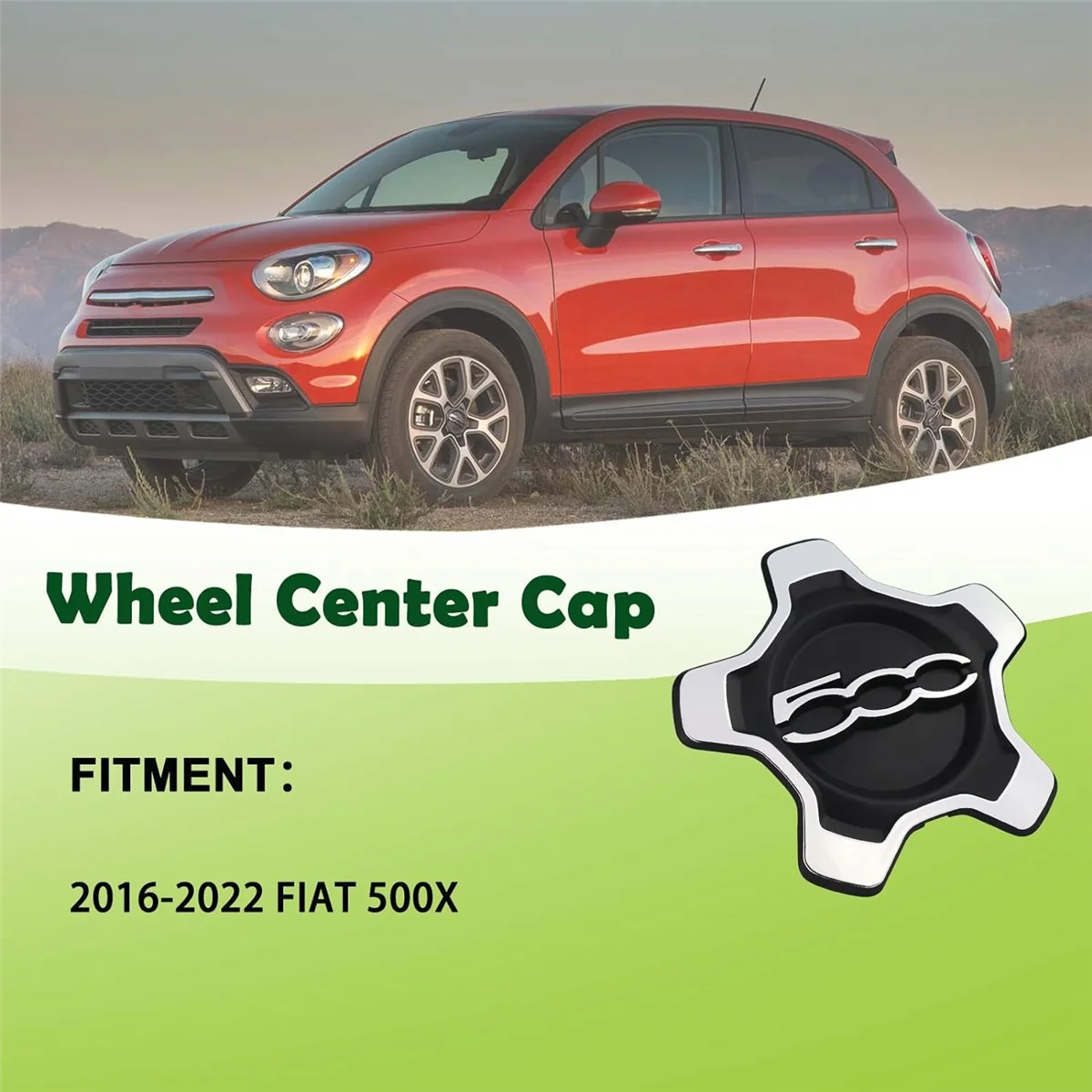 ฝาปิดศูนย์ล้อรถยนต์สำหรับ Fiat 500X 2016-2022 6AN69LXHAA ฝาครอบกันฝุ่นสีเงินอุปกรณ์เสริมรถยนต์