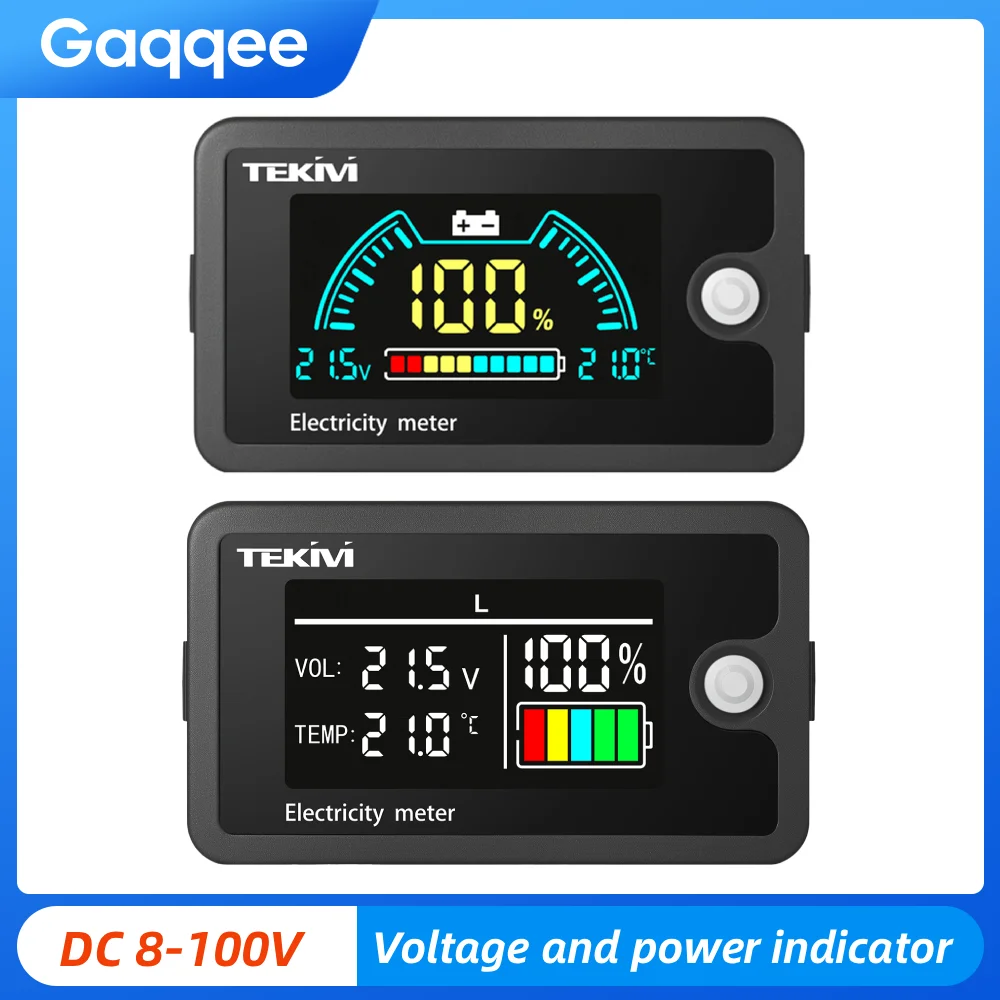 

3Kinds DC8-100V LCD Digital Voltmeter With Temperature Display Ternary/Lithium Iron/Acid Batteries Car Voltage Power Indicator