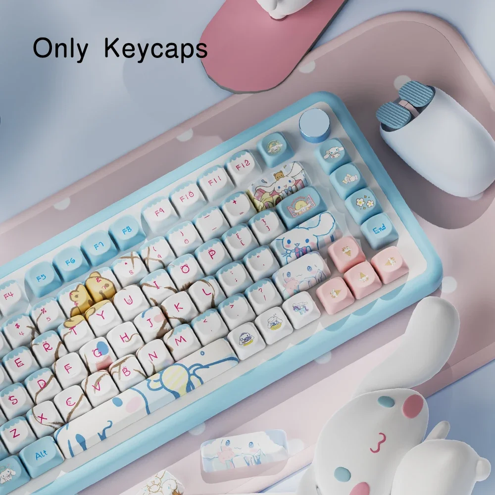 สีฟ้าน่ารัก Anime Key Caps MCA ความสูง PBT Dye-Sublimation Fit 61/68/75/78/88/96/104/108 แป้นพิมพ์เครื่องกล