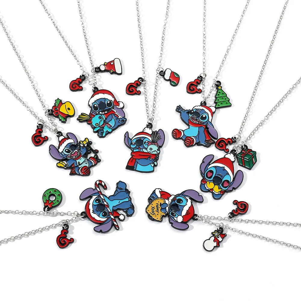 

Anime New Disney Stitch Peripheral Necklace Keychain Kawaii Stitch Series Pendant Delicate Jewelry Friends' Christmas Presents