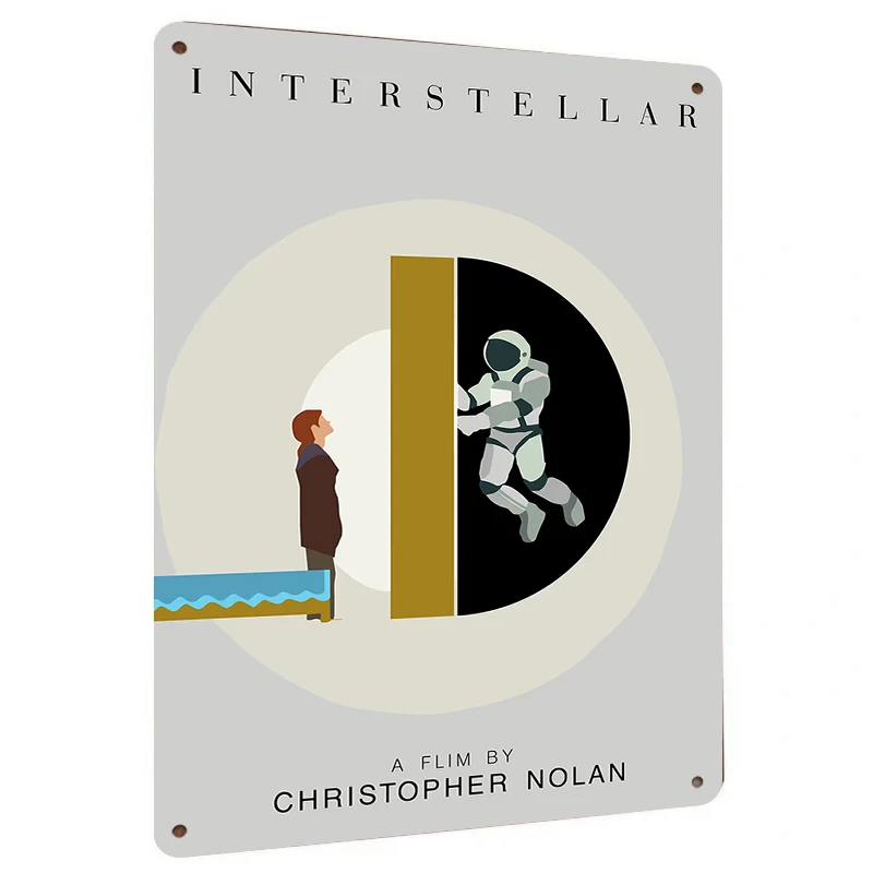 Interstellar Movie Poster Metal Wall Art Astronaut Home Decor Living Room Bedroom Creative Hanging Decoration