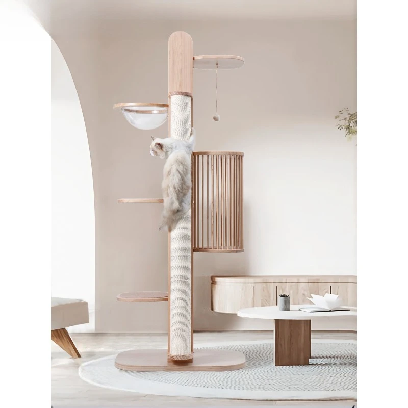 Estructura de escalada para gatos de madera maciza, nido para gatos, integración de árboles, lujo grande, acrílico simple, plataforma de salto