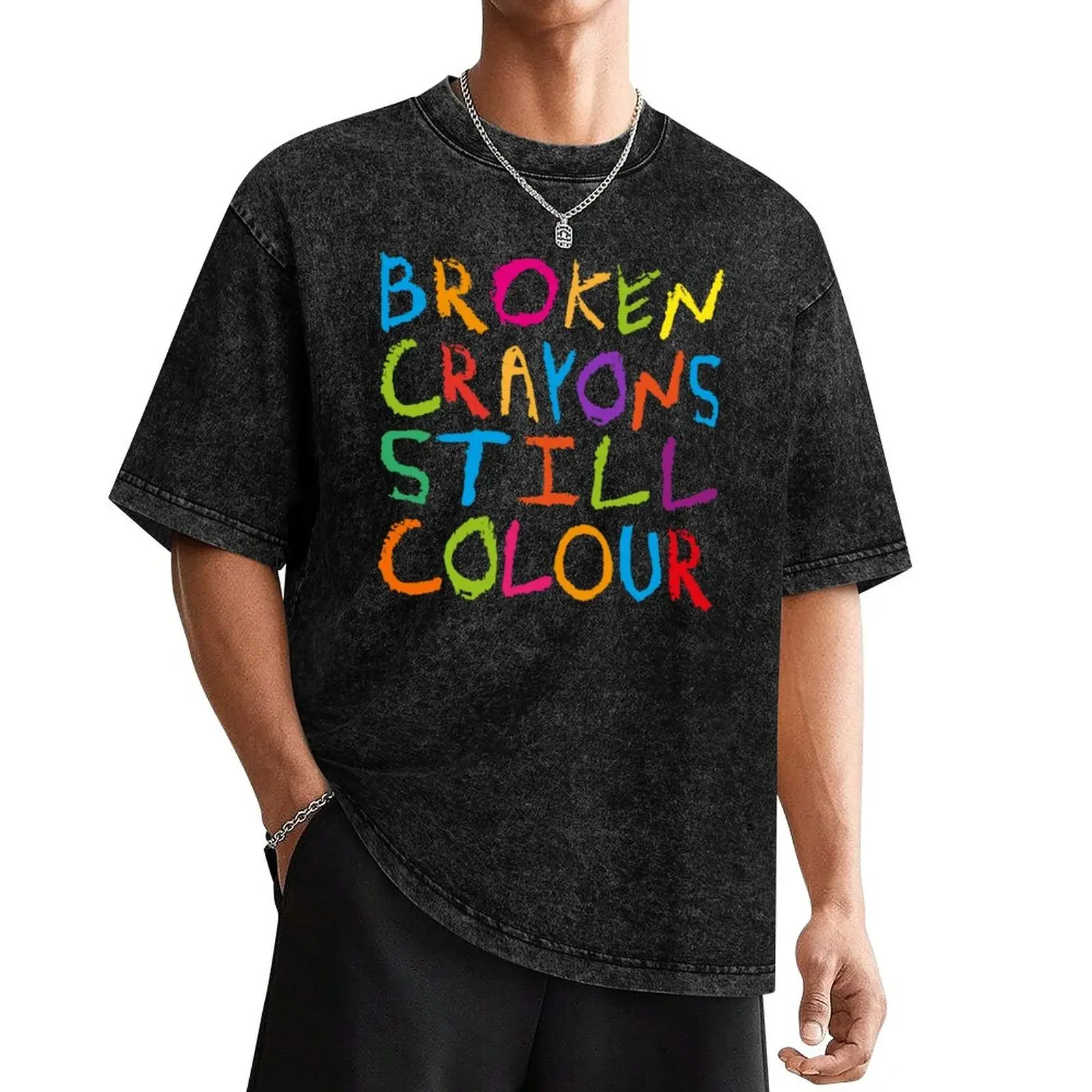 Broken crayons still colour T-Shirt summer tops plain designer t shirt men