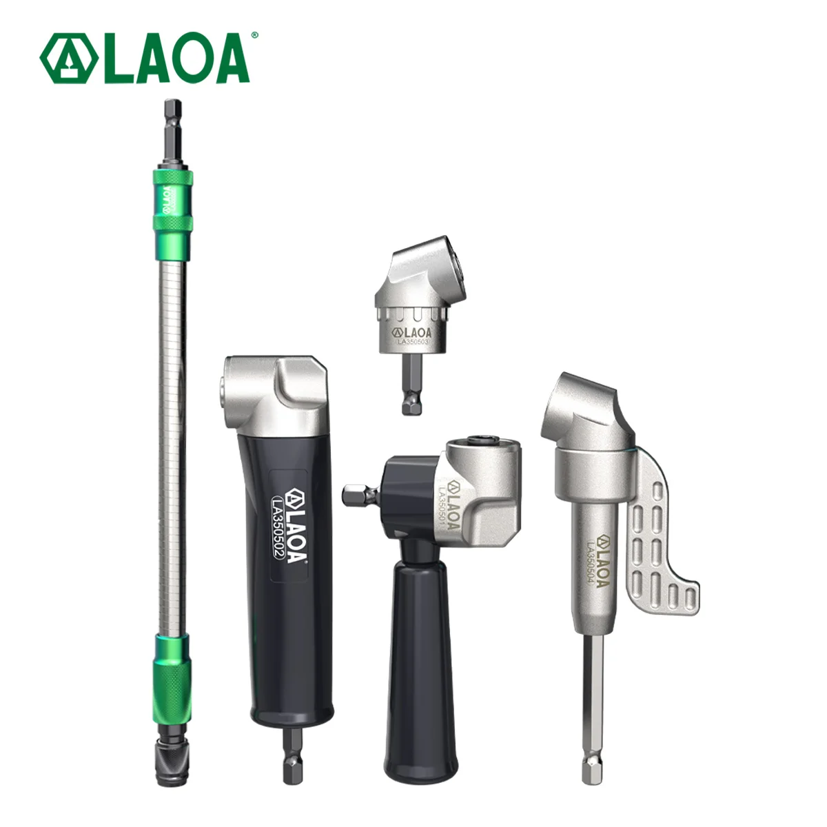 LAOA 90°/180° Bit Corner Adapter & Flexible Shaft 1/4