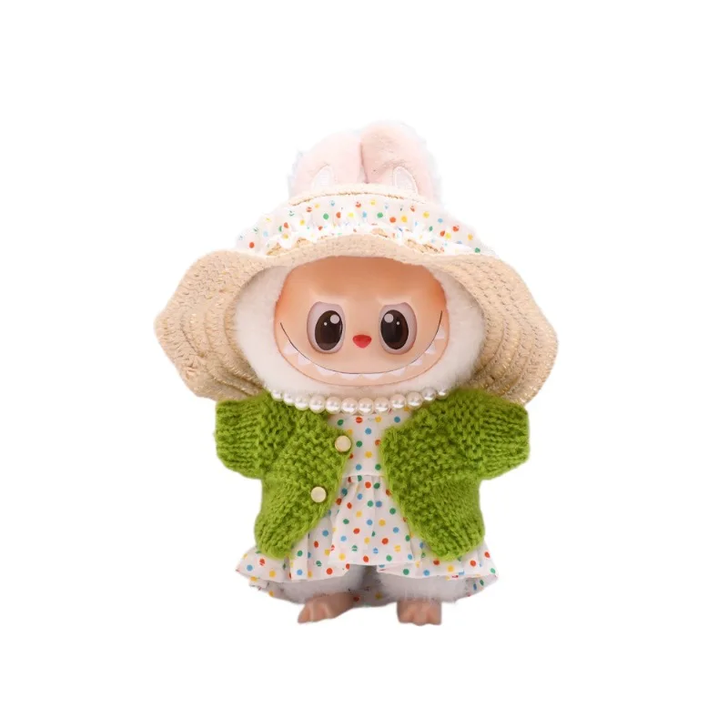 Zestaw opaska do włosów i spódniczka dla pluszaków Labubu 17 cm, akcesoria do samodzielnego ubierania, prezent