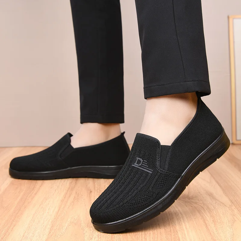 Damen-Schuhe aus gewebtem Stoff, zum Überziehen, atmungsaktiv, leicht, rutschfest, flache, bequeme Freizeitschuhe, ideal für den täglichen Gebrauch. – Detail 5