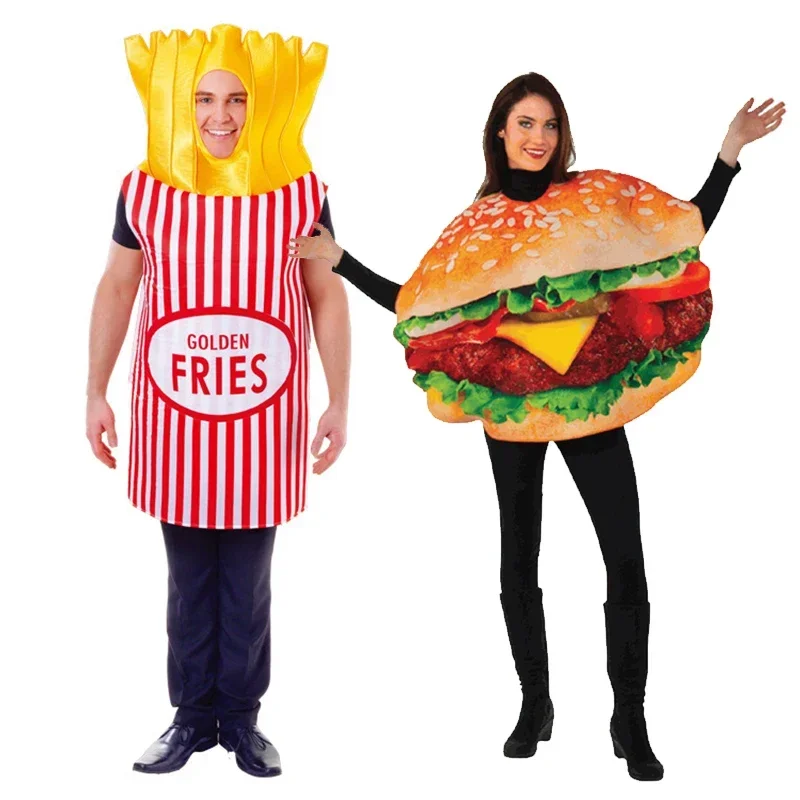 Women Hamburger Men French Fries Couple Food Fancy Dress Costume