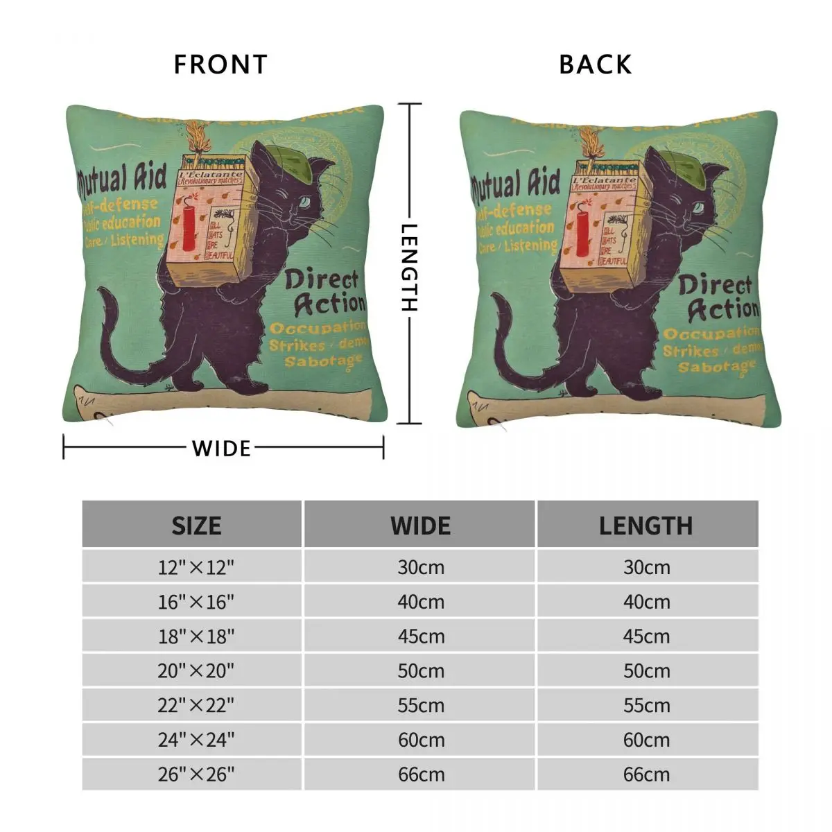 Burn With Love For Revolution Cat Square Pillowcase Polyester Linen Velvet Printed Zip Decorative Pillow Case Room Cushion Cover