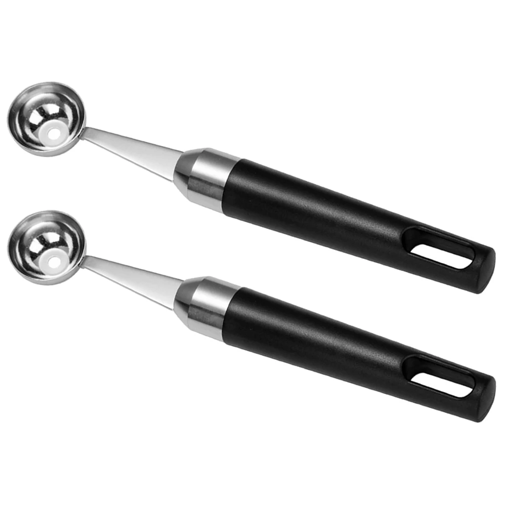 

2pcs Ice Cream Scoop Stainless Steel Large Capacity Hanging Hole Handle Fruit Spoon Dessert Gelato Salad Cookie Dough Masher