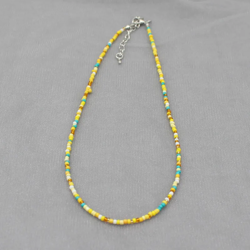 Simple Seed Beads Strand Choker Necklace Women String Collar Charm Colorful Handmade Bohemia Collier Femme Jewelry Gift