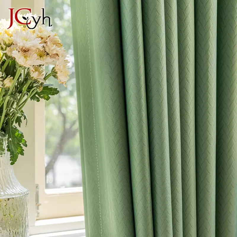 Green Bedroom Blackout Curtains for Living Room Blinds for Windows Thermal Drape Opaque Cortinas Rideaux Occultant Customize 80%