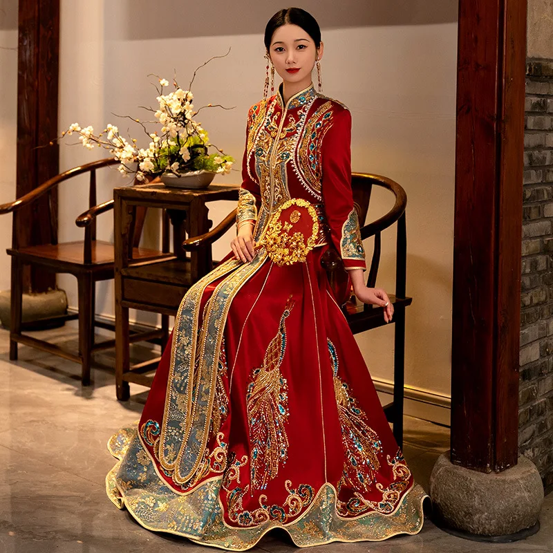 Heavy Industry Luxury Xiuhe Dress Bride 2024 New Chinese Wedding Autumn Senior Clothes