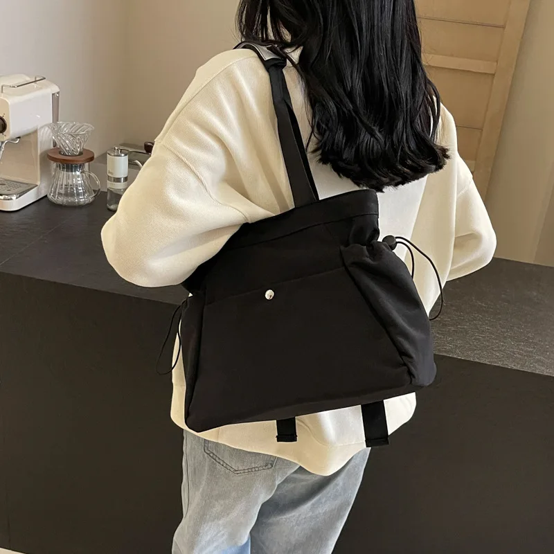 Casual Canvas Women Shoulder Bags Fitness Yoga Lady Handbags Simple Commuter Bag Large Capacity Travel Shopper Purses 2024