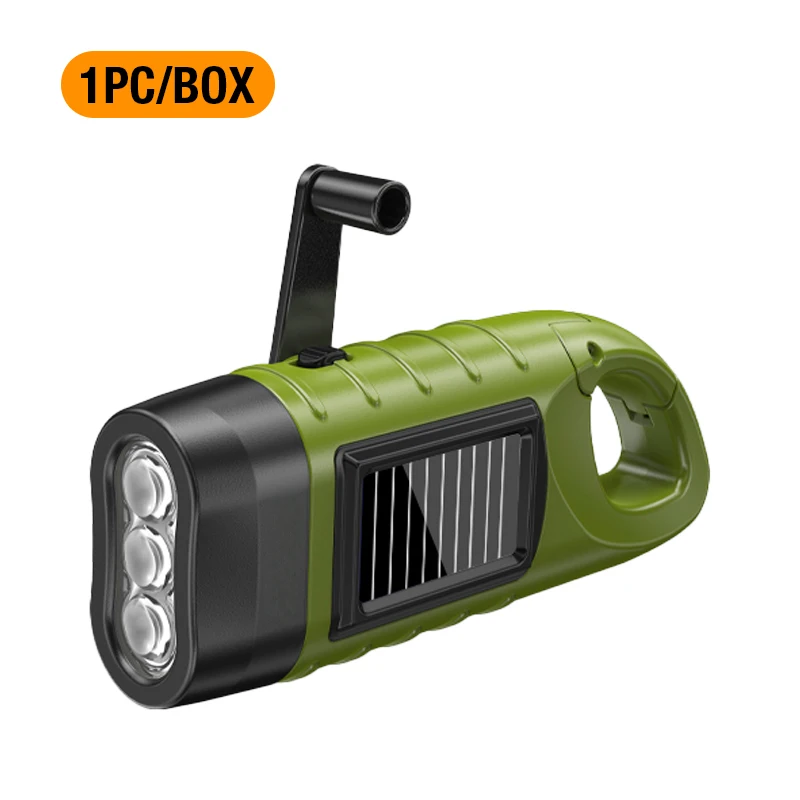 Multifunctionele zaklamp met gespontwerp, noodverlichting voor buiten, handbediende ABS-werklamp op zonne-energie