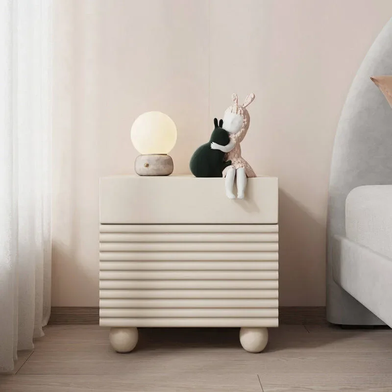 for Cream Wind Bedside Table Modern Simple Bedroom Internet Celebrity Nightstand Light Luxury Storage Cabinet Water Based