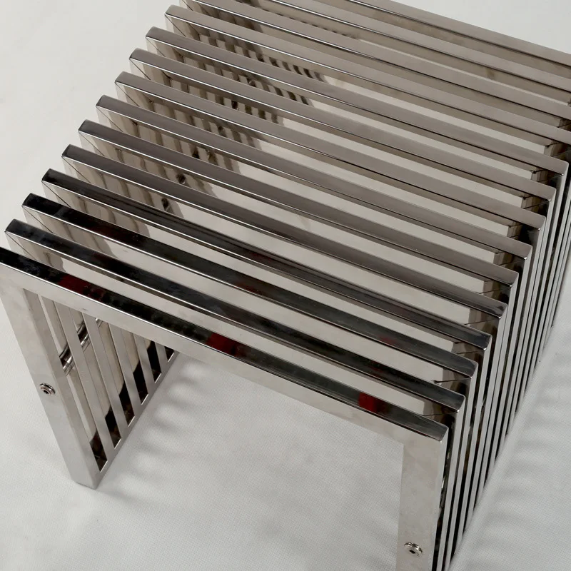 

Simple modern stainless steel bench, medieval low stool, shoe changing stool