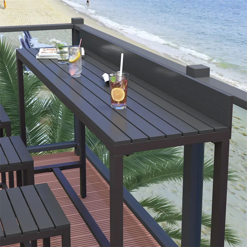 Outdoor waterproof bar table Bar terrace Courtyard sun protection rain protection Tall table Long table