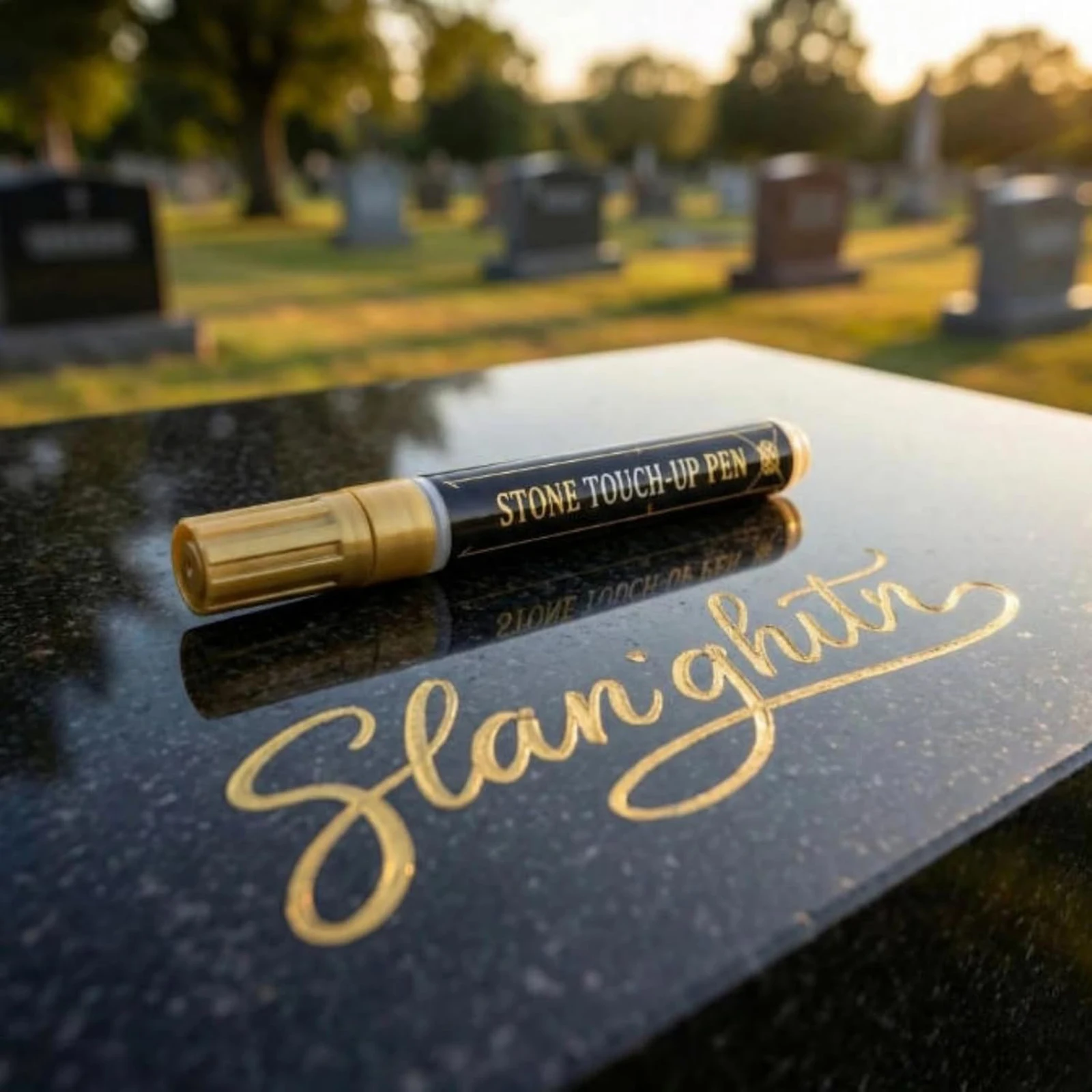 Golden Tombstone Marker Pen Waterproof Permanent Marker Pen Strong Coverage Quick Dry for Restoring Faded Grave Inscriptions