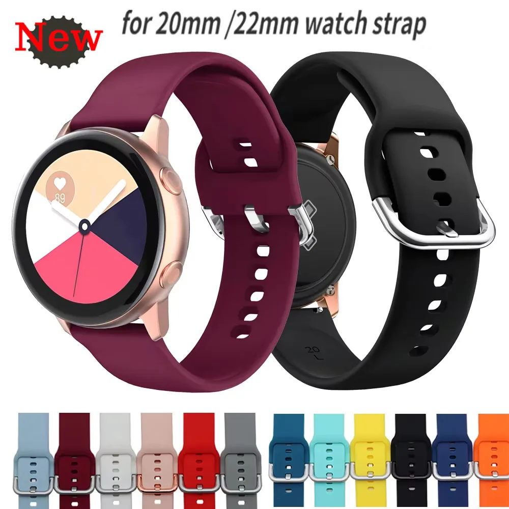 20 مللي متر 22 مللي متر سيليكون حزام لساعة سامسونج جالاكسي 7/6/5/4 40 مللي متر 44 مللي متر/Amazfit Active 2 سوار هواوي ساعة 5/4/3/GT5-4 46 مللي متر الفرقة
