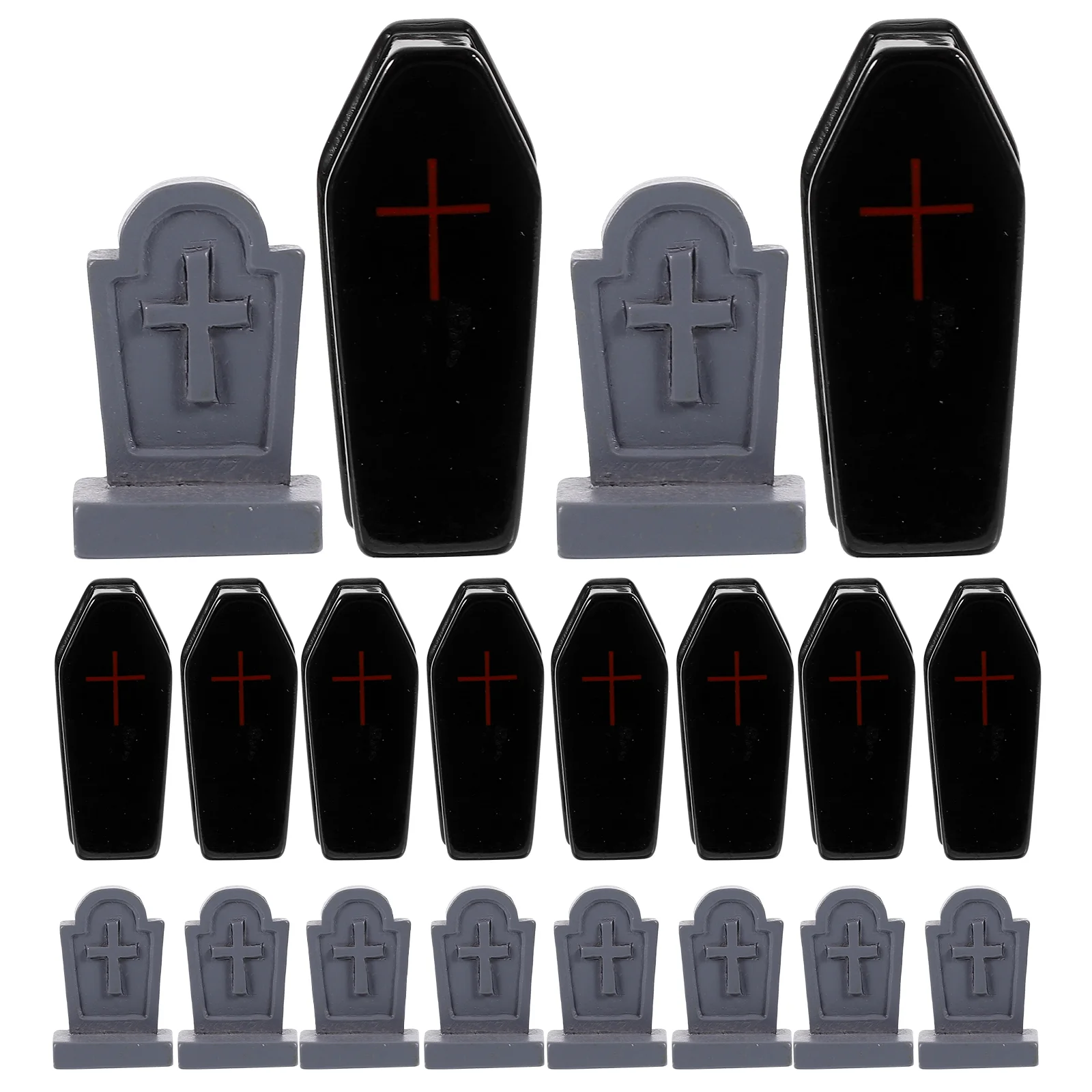 20 Pcs Haunted House Prop Mini Coffin Tombstones Black Sets Prank Cemetery Grave Halloween Toys