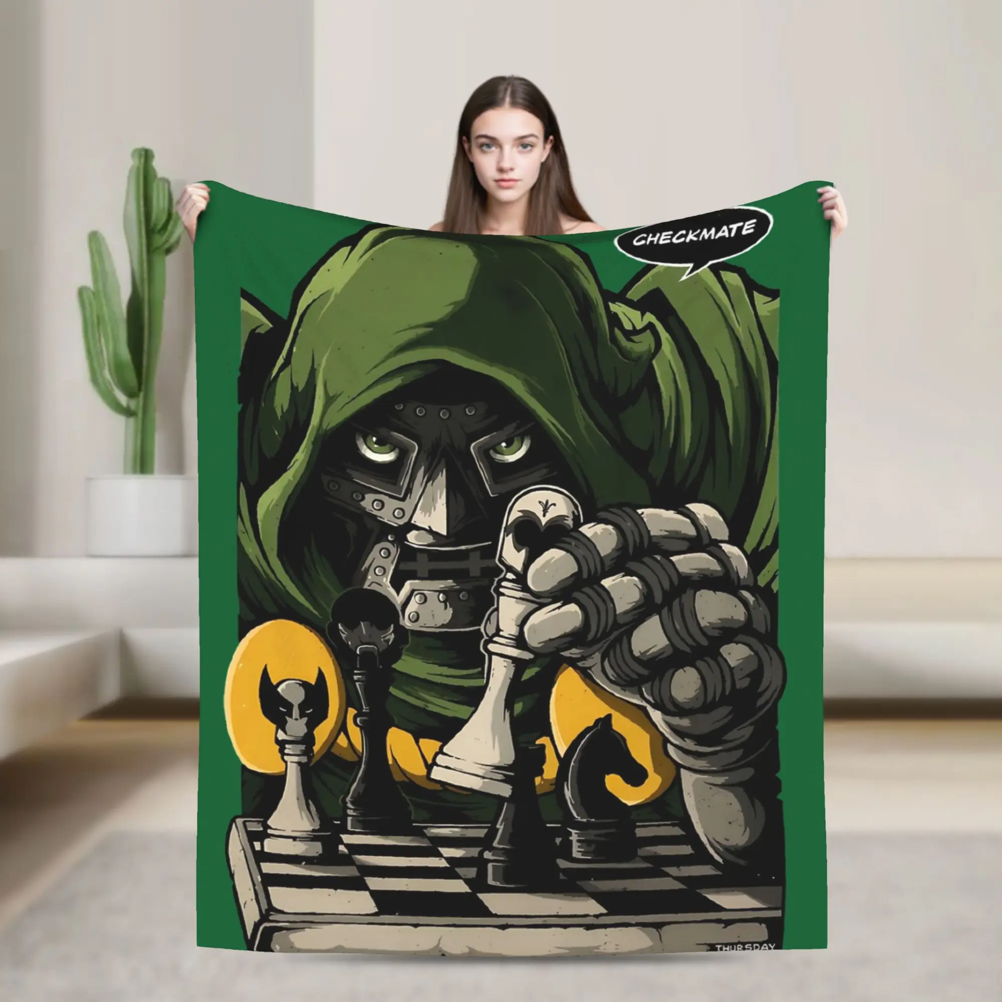 Dr Dooms Checkmate Chess Comic Blankets Fuzzy Funny Warm Throw Blanket for Bedspread All Season