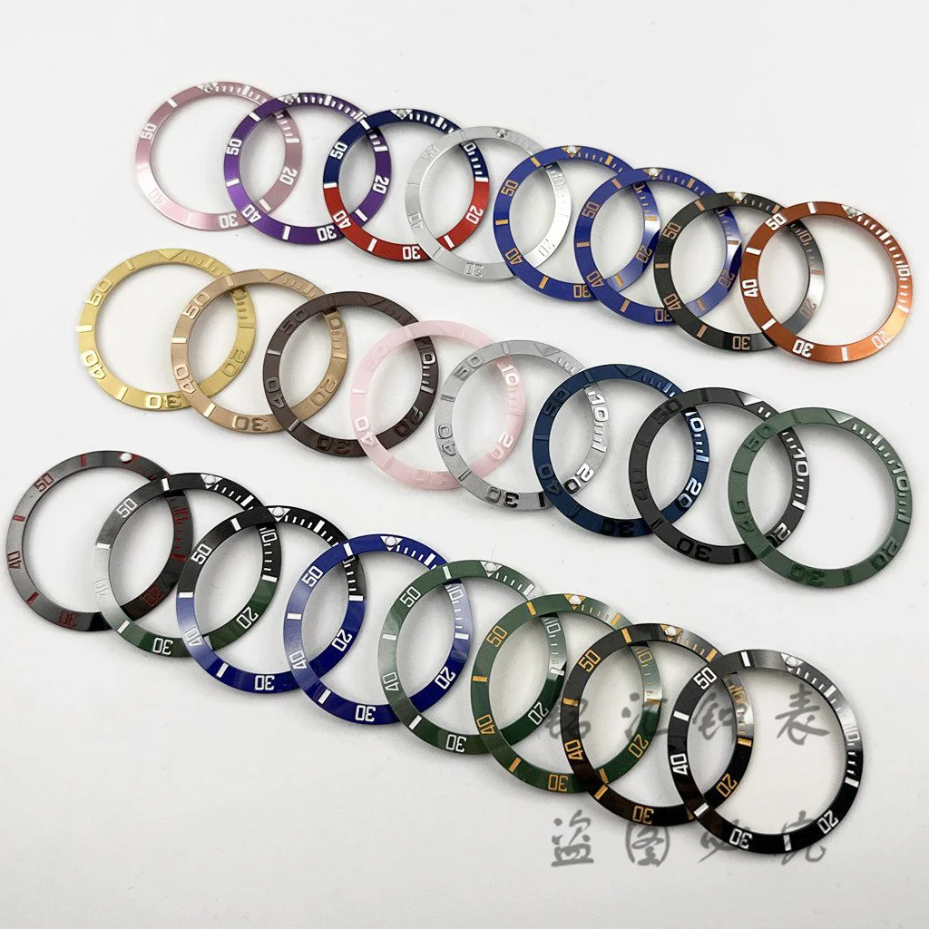 Buceo 38mm NH35 alta calidad GMT cerámica/aluminio 1 Uds bisel inclinado reloj inserto NH34 NH35 NH36 SUB reloj reemplazar anillo de reloj