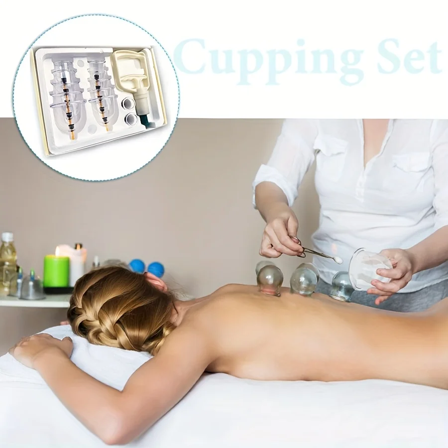 12Pcs/Box Cupping Relaxation Kit with Hand Pump and Detailed Cupping Manual for Multiple Sizes of Vacuum Cups - Massage Cupping