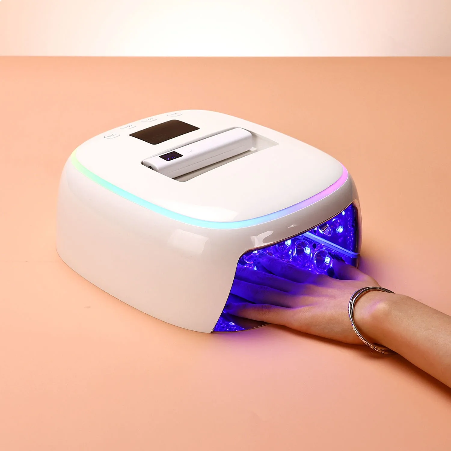 2027 New Professional 128W High Power Cordless UV LED Nail Lamp With Mini Lamp With Features Ambient Color-changing Lights