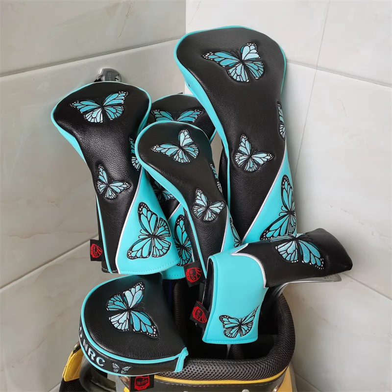 2022 Golf Club Head Covers Butterfly PU Driver Fairway Woods Hybrid Putter Headcovers For Man Women