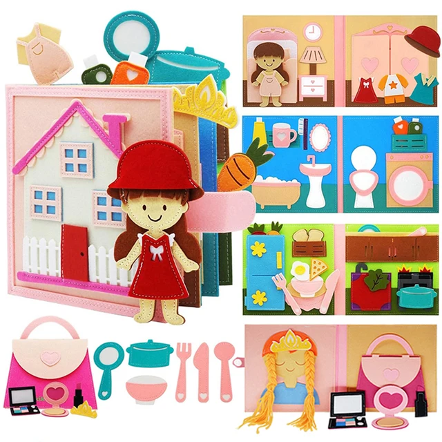 Zabawka Montessori dla maluchów Zajęta książka 3D Baby Story Tkanina Zajęcia Filcowa tablica książkowa Przedszkole Nauka Edukacja Zabawki podróżne