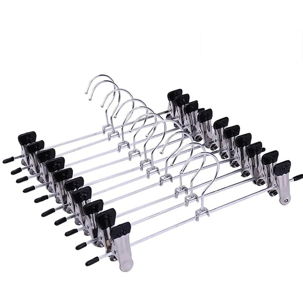 10pcs Stainless Steel Trousers Rack Clip Metal Anti-Slip Clothespin Wardrobe Pants Clamp Clothes Hanger