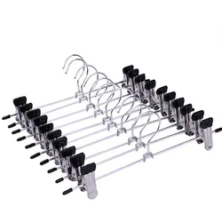 10pcs Stainless Steel Trousers Rack Clip Metal Anti-Slip Clothespin Wardrobe Pants Clamp Clothes Hanger