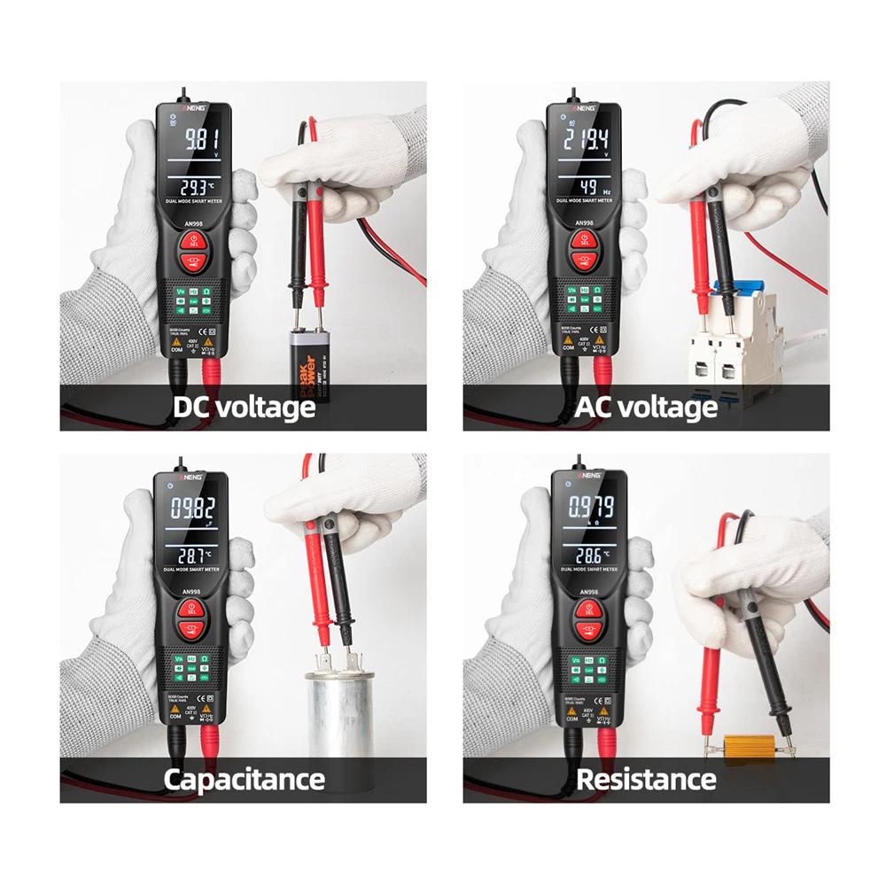 

Автоматический цифровой мультиметр ANENG AN998, 6000 отсчетов, профессиональный Электрический автоматический выбор диапазона, Вольтметр постоянного и переменного тока, детектор температуры Ом Гц