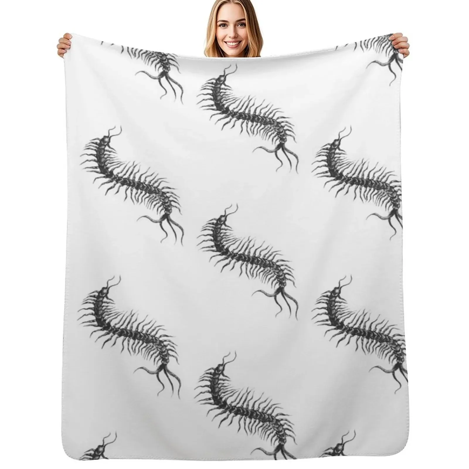 

Centipede blackwork design Throw Blanket funny gift Luxury Brand Kid'S Single Blanket