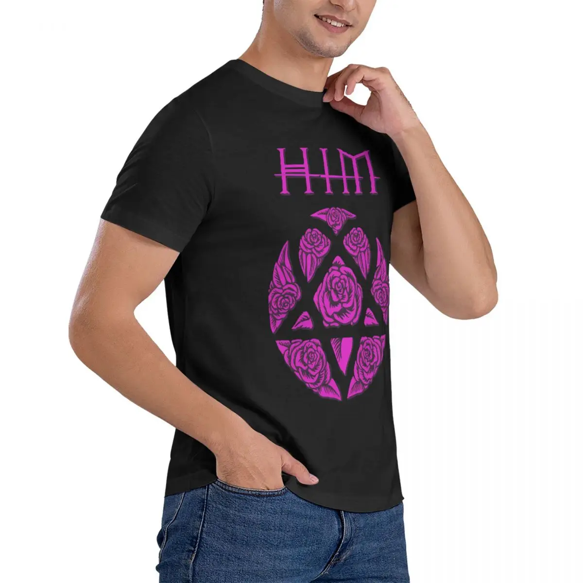 Men\'s T-Shirt Heartagram Him Band Him Pink Ville Valo Music Heartgram Pullover Hoodie Funny Cotton Ville Valo T Shirt Clothing