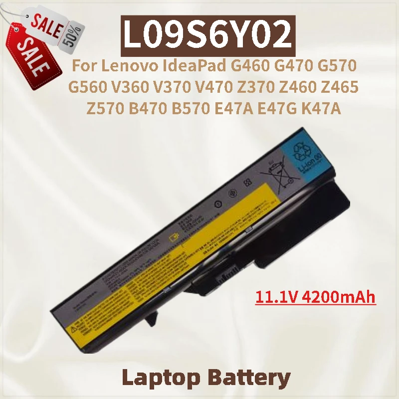

New High Quality 11.1V 4200mAh L09S6Y02 Laptop Battery for Lenovo IdeaPad V370 V470 B570 E47A E47G K47A G460 G470 G570 G560