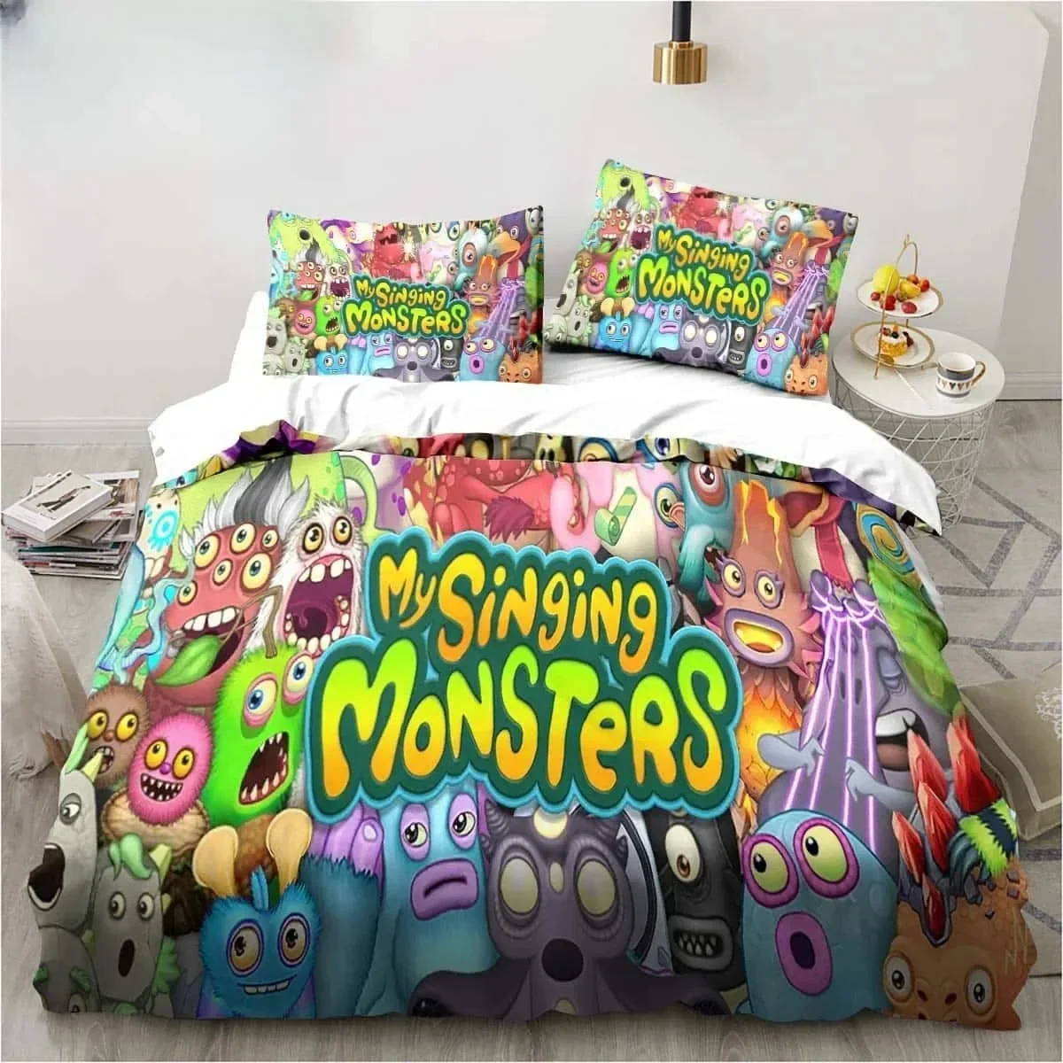 

2025 3D Print My Game Singing Monsters Bedding Set Printed With Pillowcase Duvet Cover Soft Single Double Queen Super King Size