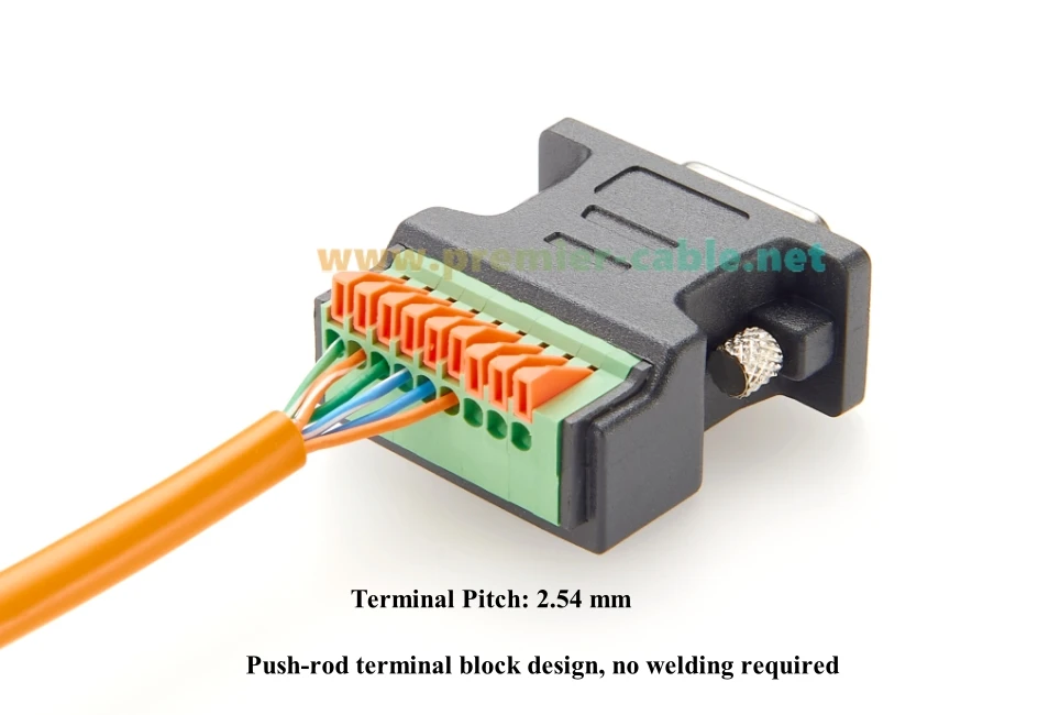 9-poliger lötfreier Stecker DB9 auf Klemmenblock-Stecker, Adapter, Breakout-Board (DB-9) männliche Buchse auf Klemmenfederblock-Adapter – Detail 7
