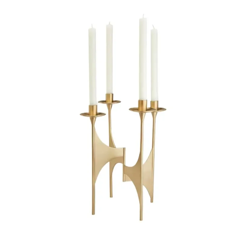 European Style Medieval Brass Multi Head Candlestick for Home Art Atmosphere Decorative Ornament Living Room Dining Room