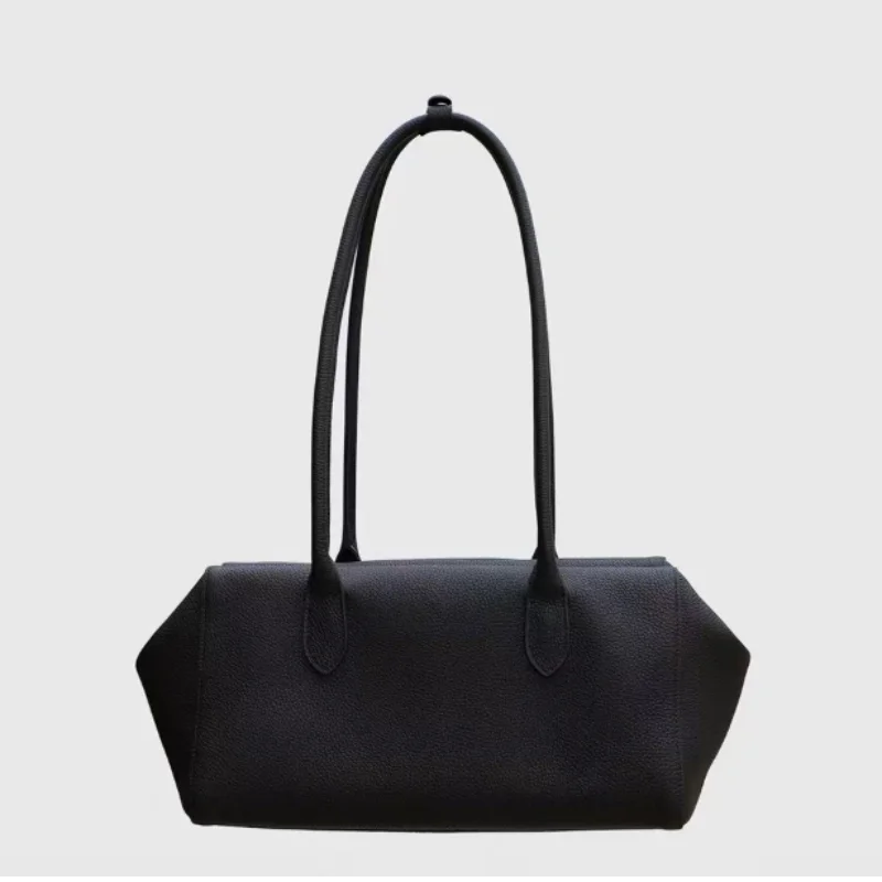 

Luxury Retro Women Pu Leather Shoulder Bag Solid Color Zipper Boston Bowling Bag LargeCapacity Minimalist Fitness Outing Handbag