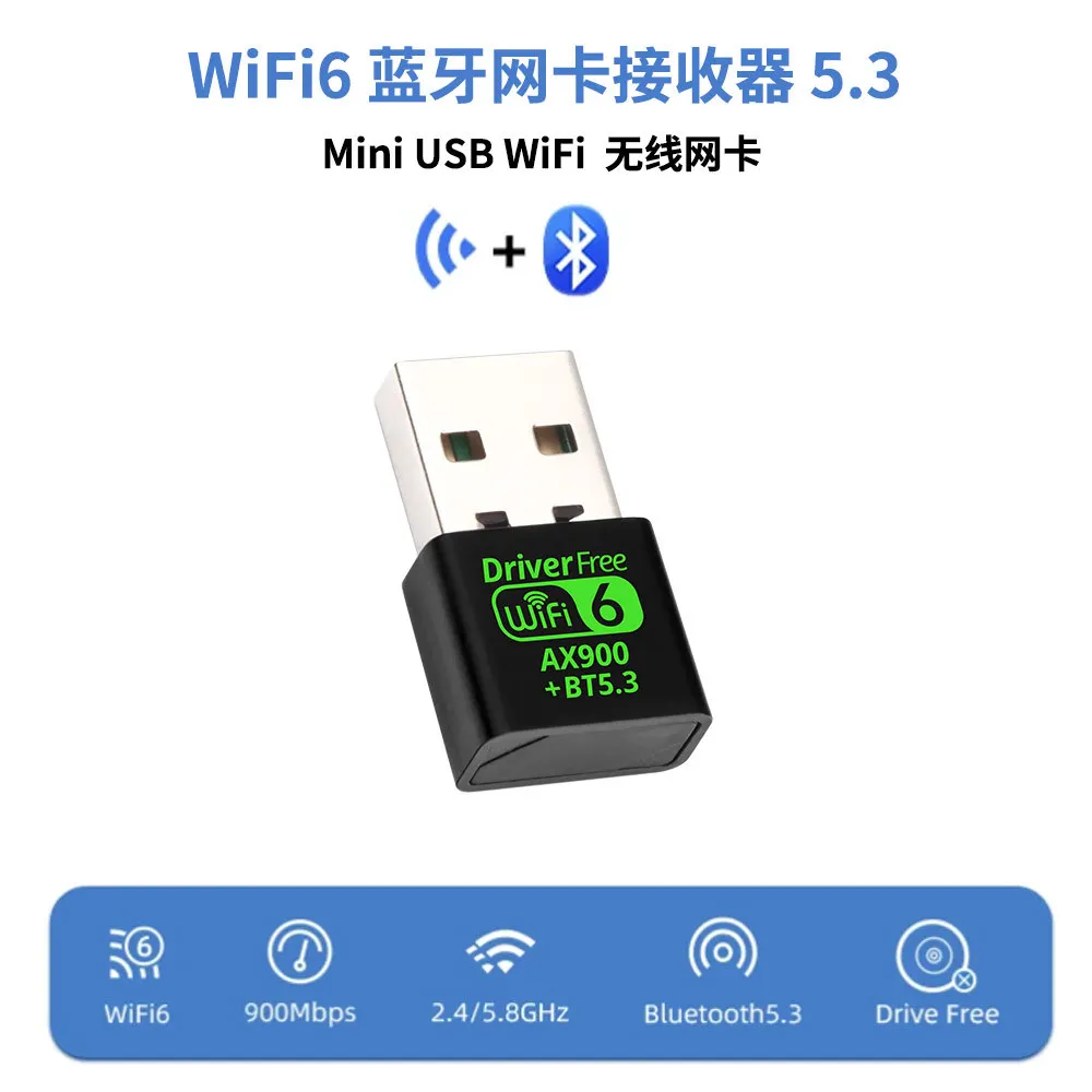 AX900 USB WiFi 6 Bluetooth 5,3 adaptador 2 en 1 Dongle banda Dual 2,4G y 5GHz USB WiFi red receptor Wlan inalámbrico controlador GRATIS