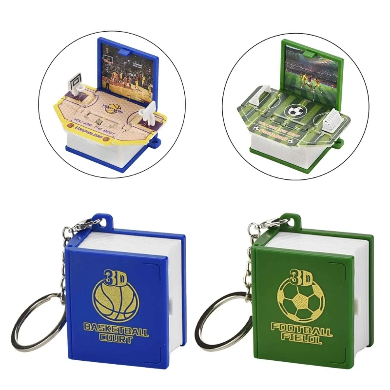 3D Mini Football Basketball Dinosaurs Fold Book Keychain Toys Anxiety Stress Relief Toys Sensory Toys Keychain Pendant Gift