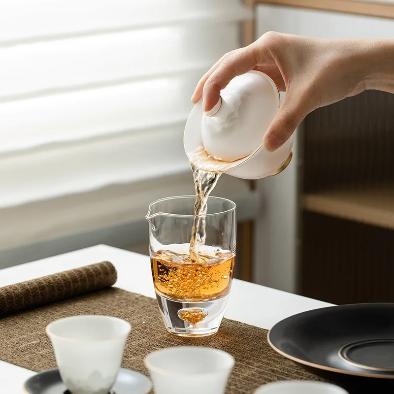 Suet Jade Porcelain Kung Fu Tea Set Gift Box For Customer Leaders Light Luxury Business Meeting Gifts