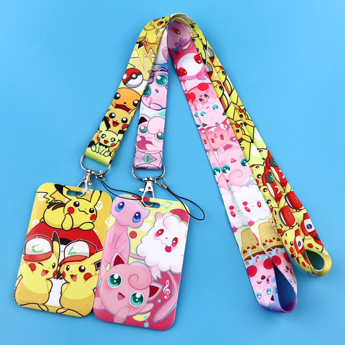 Kawaii Anime Spirit Lanyard For Keychain ID Card Cover Passport Student Badge Holder Key Ring Pink Neck Straps Accessories Gifts